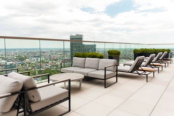 Resident rooftop with city views